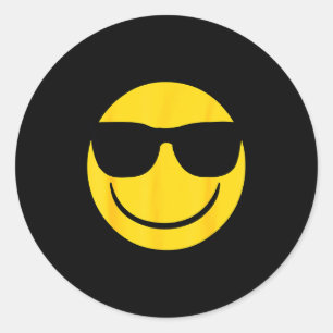 Emoji Retro Sungles Yellow Smile Face Classic Round Sticker