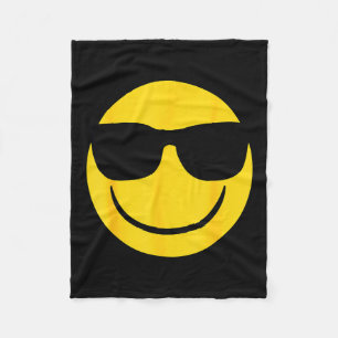 Emoji Retro Sungles Yellow Smile Face Fleece Blanket