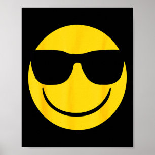 Emoji Retro Sungles Yellow Smile Face Poster