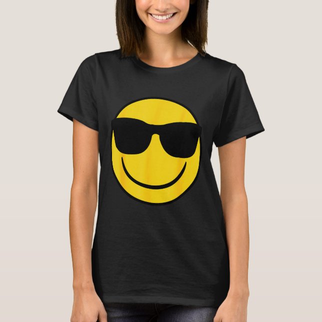 Emoji Retro Sungles Yellow Smile Face  T-Shirt (Front)