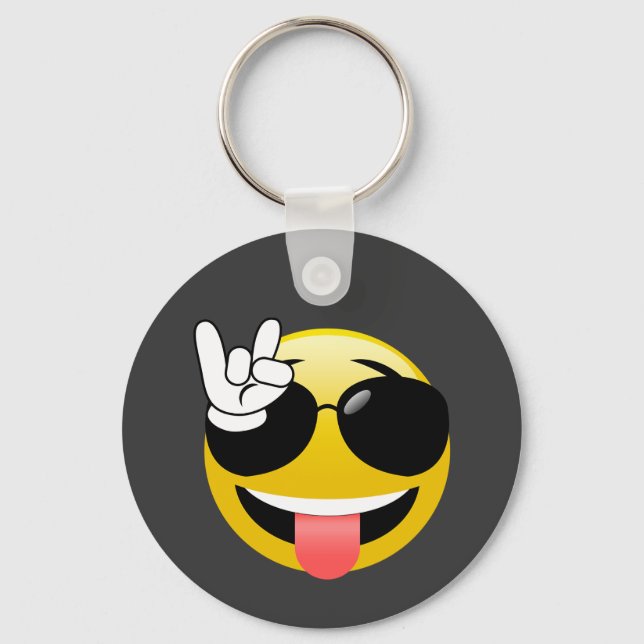 Emoji Rock On Key Ring (Front)