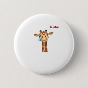emoji sad crying giraffe face   6 cm round badge