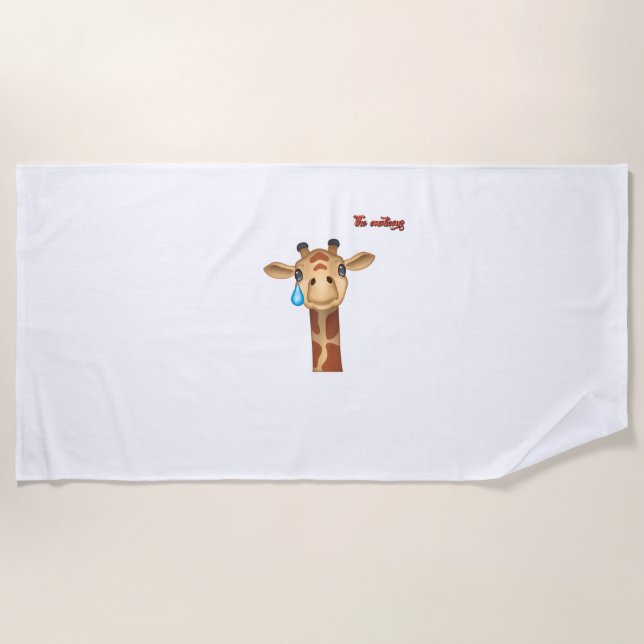 emoji sad crying giraffe face   beach towel (Front)