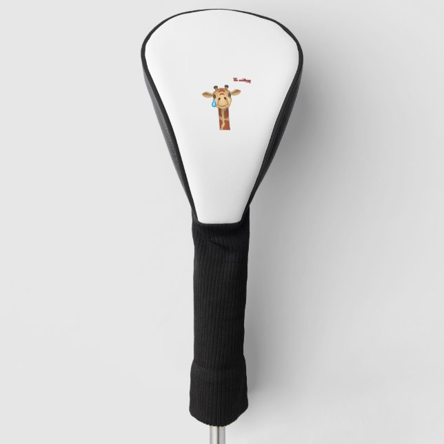 emoji sad crying giraffe face   golf head cover (Front)