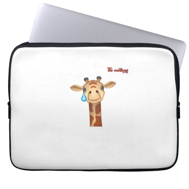 emoji sad crying giraffe face   laptop sleeve (Front)