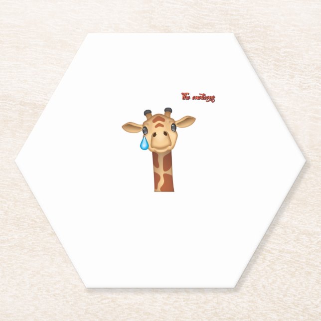 emoji sad crying giraffe face   paper coaster (Front)