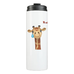 emoji sad crying giraffe face thermal tumbler