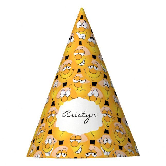 Emoji 😊 Silly Yellow Faces Party Hat (Front)
