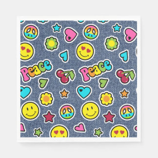 Emoji Smile Denim Girls Birthday Party Napkins