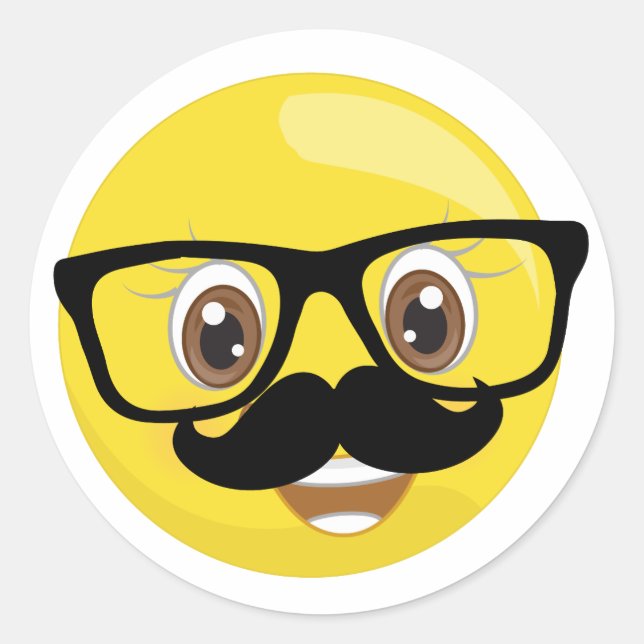 Emoji Stickers With Moustache and Glasses (Front)