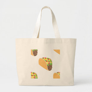emoji taco large tote bag