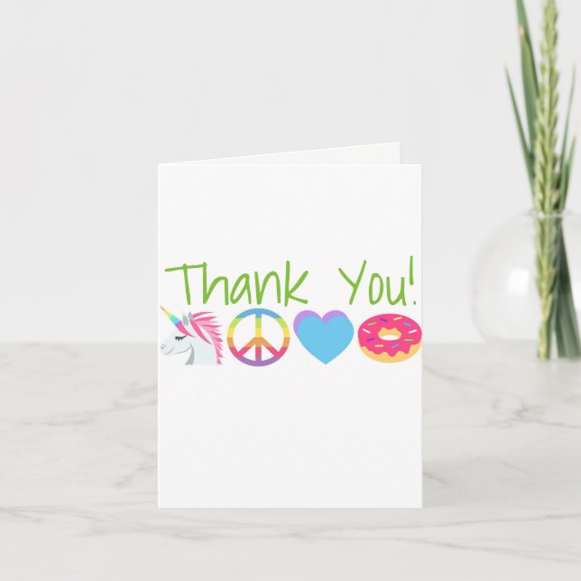 Emoji Thank You Notes -Peace, Love, Unicorn, Dough (Front)