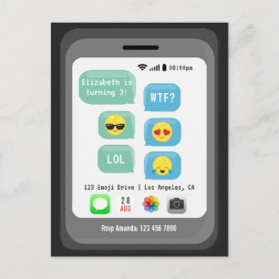 Emoji themed Birthday Party Postcard