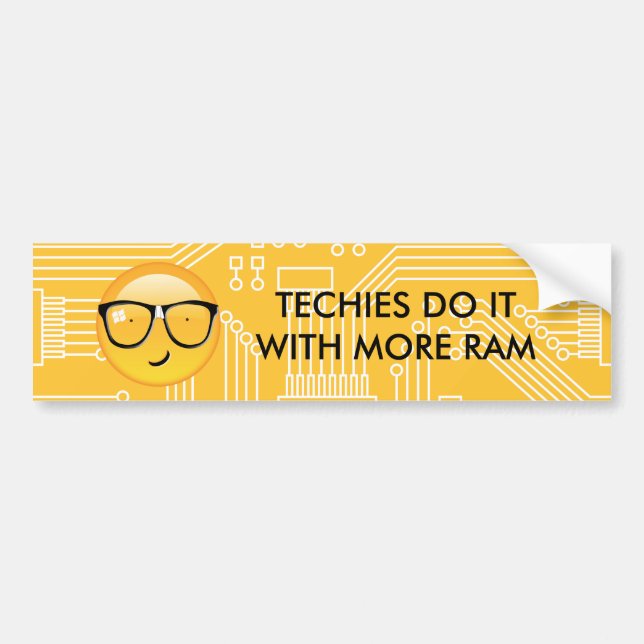 Emoji Totally Techie ID229 Bumper Sticker (Front)