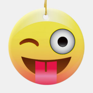 Emoji Wink with Tongue Ornament