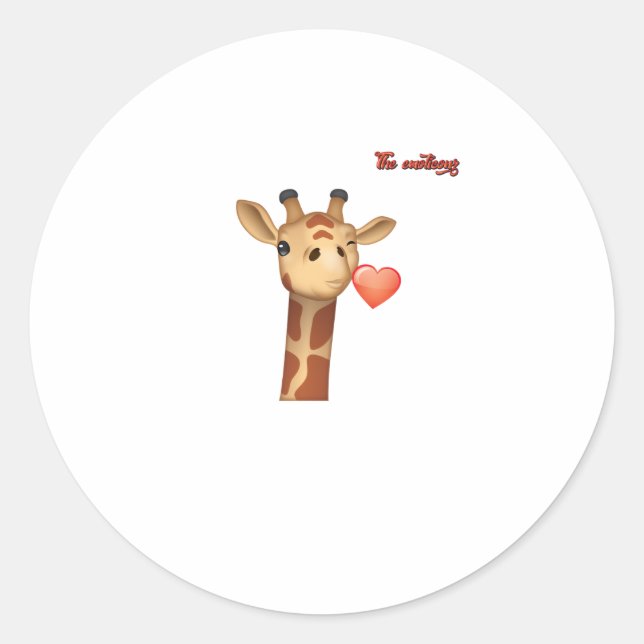 emoji winking kissing heart giraffe face   classic round sticker (Front)