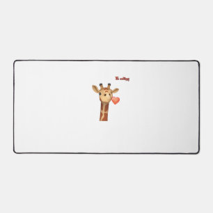 emoji winking kissing heart giraffe face   desk mat