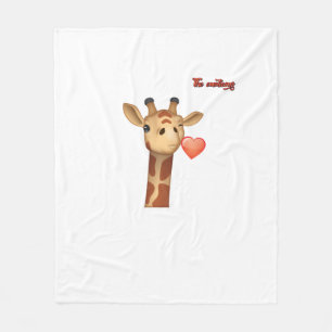 emoji winking kissing heart giraffe face   fleece blanket