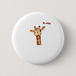 emoji winking tongue out giraffe face   6 cm round badge