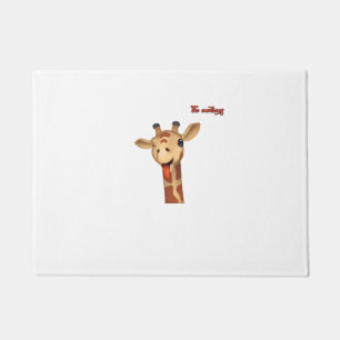 emoji winking tongue out giraffe face doormat