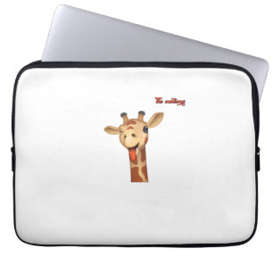 emoji winking tongue out giraffe face laptop sleeve