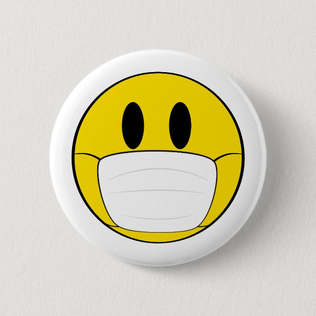 Emoji with Mask Illustrated 6 Cm Round Badge (Front)
