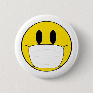 Emoji with Mask Illustrated 6 Cm Round Badge