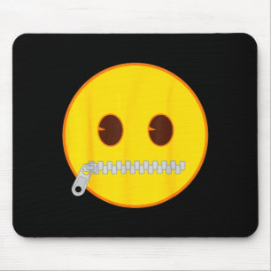 Emoji Zip Zipper Mouth Yellow Smile Face Mouse Pad