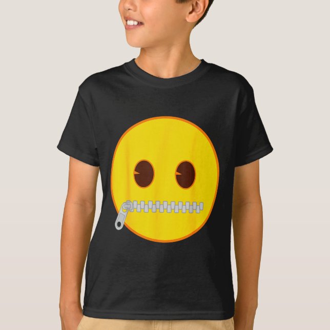 Emoji Zip Zipper Mouth Yellow Smile Face  T-Shirt (Front)
