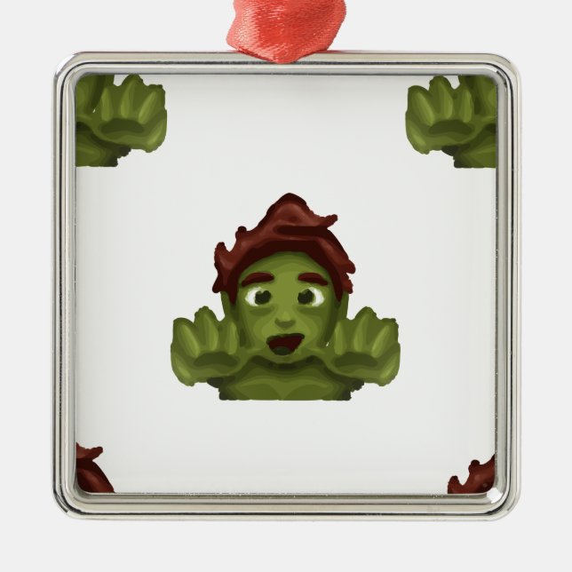 emoji zombie man metal tree decoration (Front)
