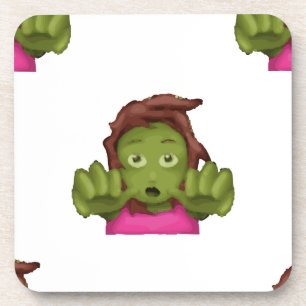 emoji zombie woman coaster