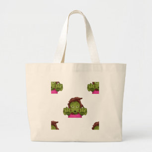 emoji zombie woman large tote bag