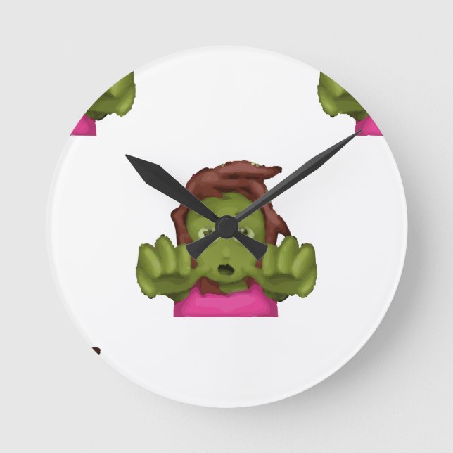 emoji zombie woman round clock (Front)