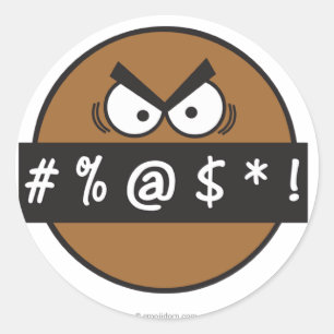 Emojidom stickers: Swearing black Classic Round Sticker