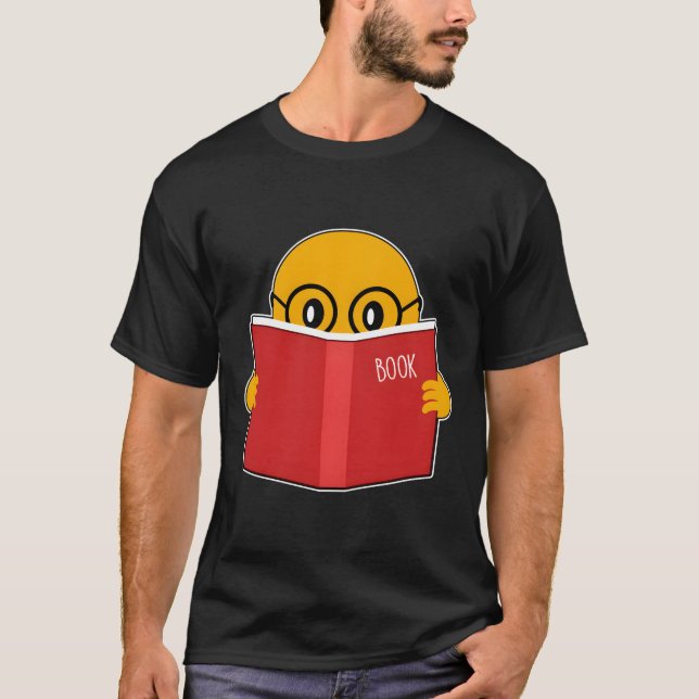 Emojis Book Lover Cute Reading Emoticon Geeks Gift T-Shirt (Front)