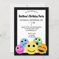 Emojis Emoticons Birthday Party Invitation