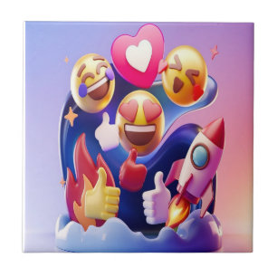 Emojis Unleashed A Fun, Colourful Adventure Ceramic Tile
