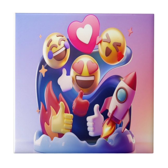Emojis Unleashed A Fun, Colourful Adventure Ceramic Tile (Front)