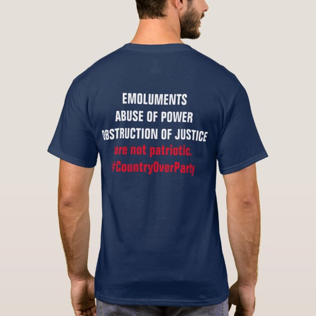 Emoluments Obstruction Country over Party T-Shirt (Back)