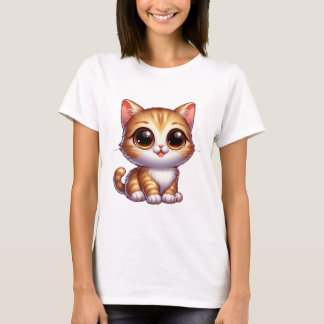 emoshonal Cute Cat T-Shirt for Girls and Women