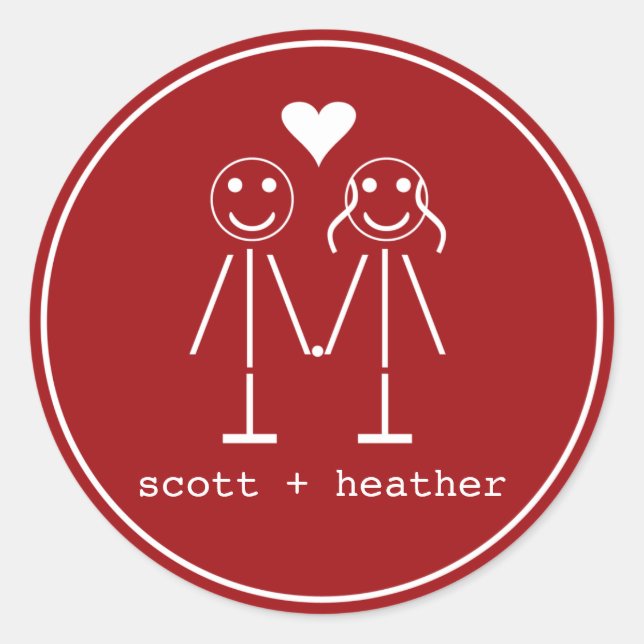 Emoticon Couple Classic Round Sticker (Front)