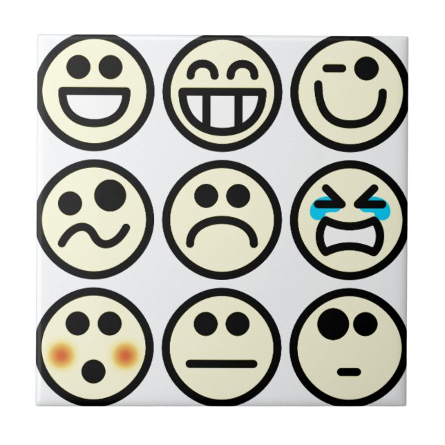 emoticon happy face ceramic tile (Front)