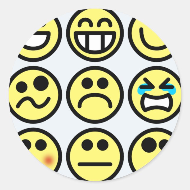 emoticon happy face classic round sticker (Front)