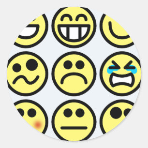 emoticon happy face classic round sticker