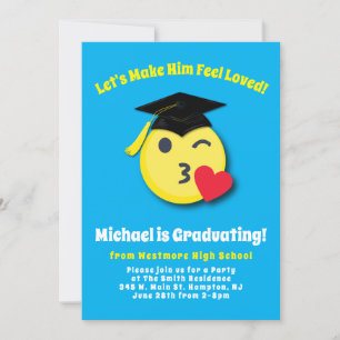 Emoticon Kissy Face Cute Graduation Party Invitation