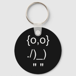 Emoticon Owl ASCII Text Art Key Ring