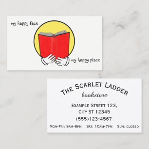 Emoticon reading a Book - Bookstore or Library Business Card