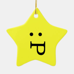 Emoticon Star Ornament - Tongue Sticking Out
