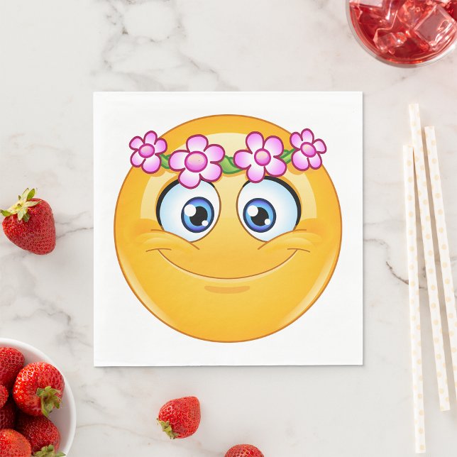 Emoticon Wearing A Floral Wreath Napkins (Creator Uploaded)