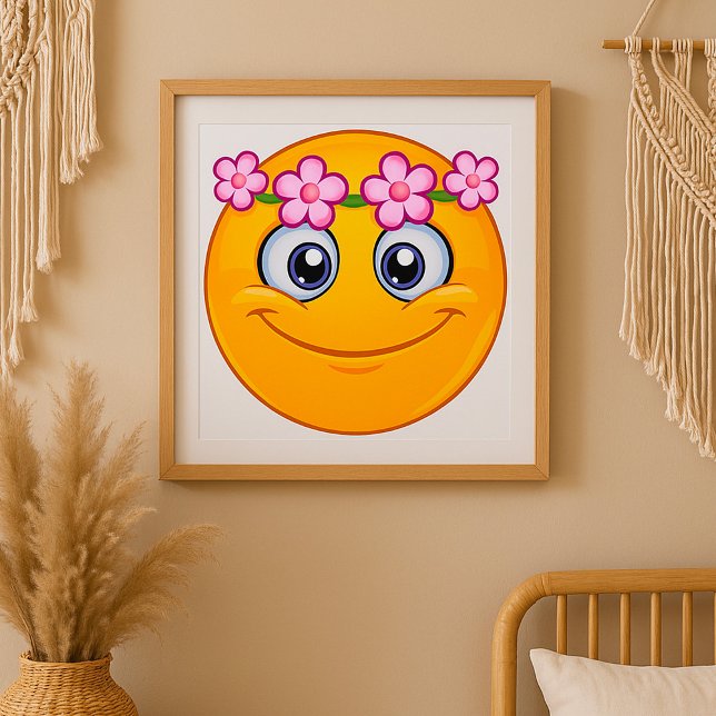 Emoticon Wearing A Floral Wreath Poster (Creator Uploaded)